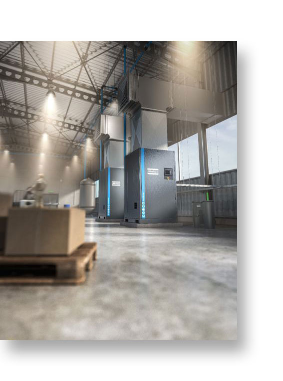 Промышленные компрессоры Атлас Копко на производстве.