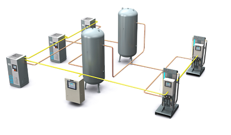 Atlas Copco uAIR Medical Air System. Воздушный медицинский завод uAIR-GV GA 15 VSD+ MED MED 25+.